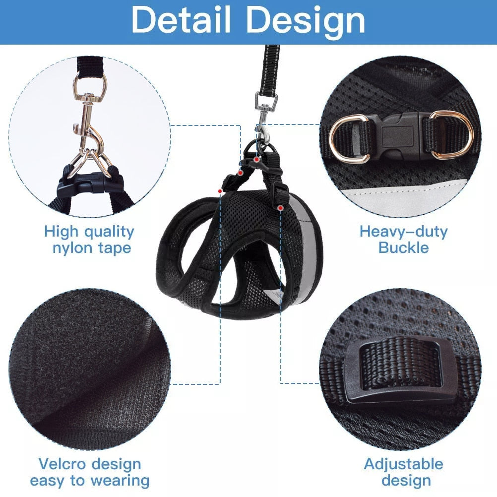 Adjustable Reflective Cat Harness And Leash Set