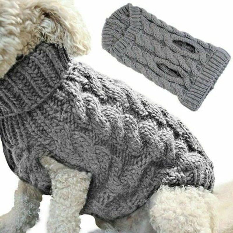High Collar Solid Color Sweater for Dogs