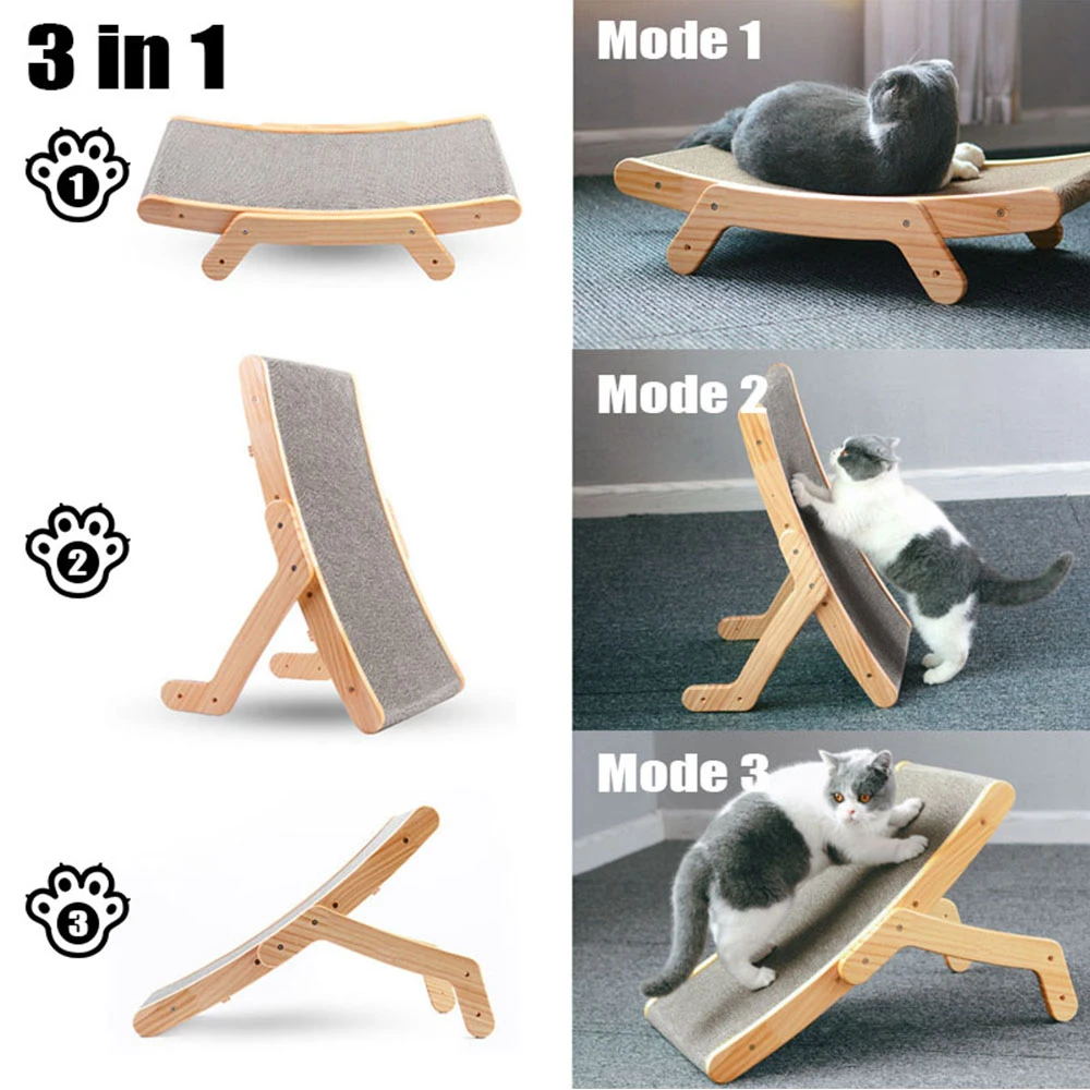 3-in-1 Wooden Cat Scratcher