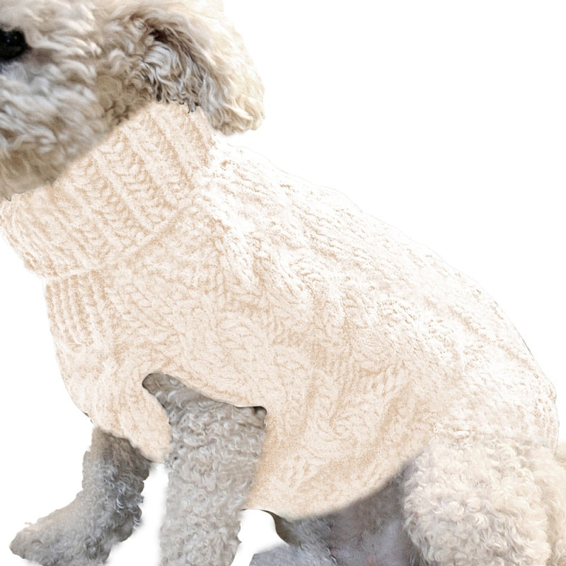 High Collar Solid Color Sweater for Dogs