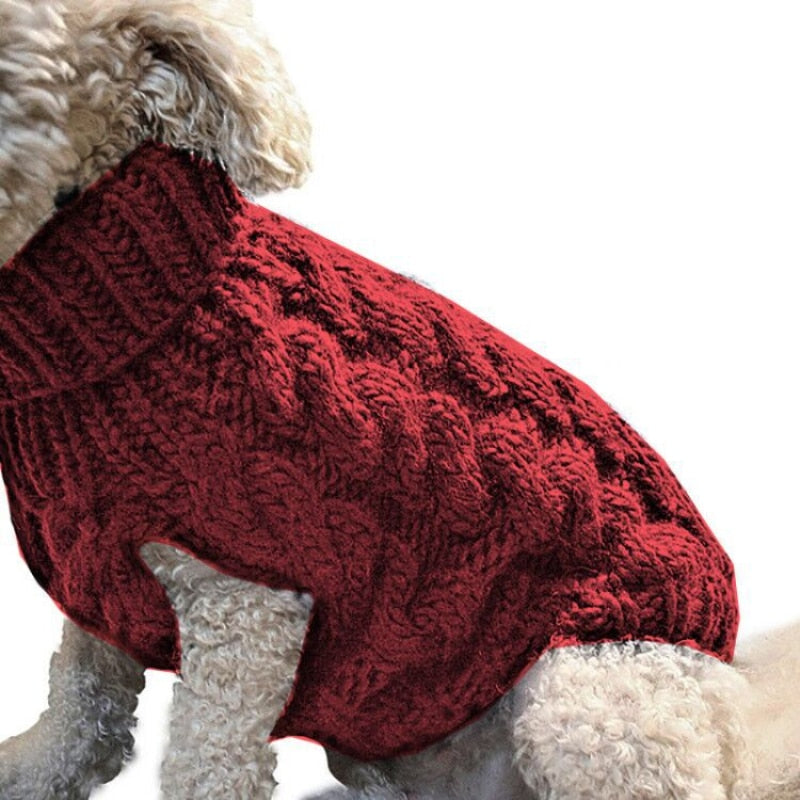 High Collar Solid Color Sweater for Dogs