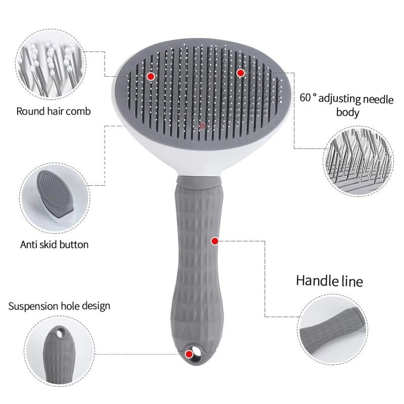 Self-Cleaning Pet Hair Remover Brush For Dogs And Cats