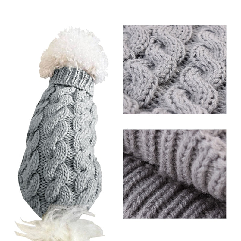 High Collar Solid Color Sweater for Dogs