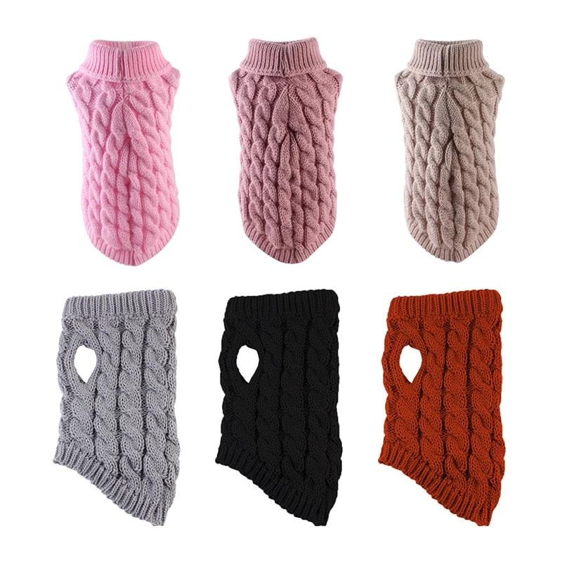 High Collar Solid Color Sweater for Dogs
