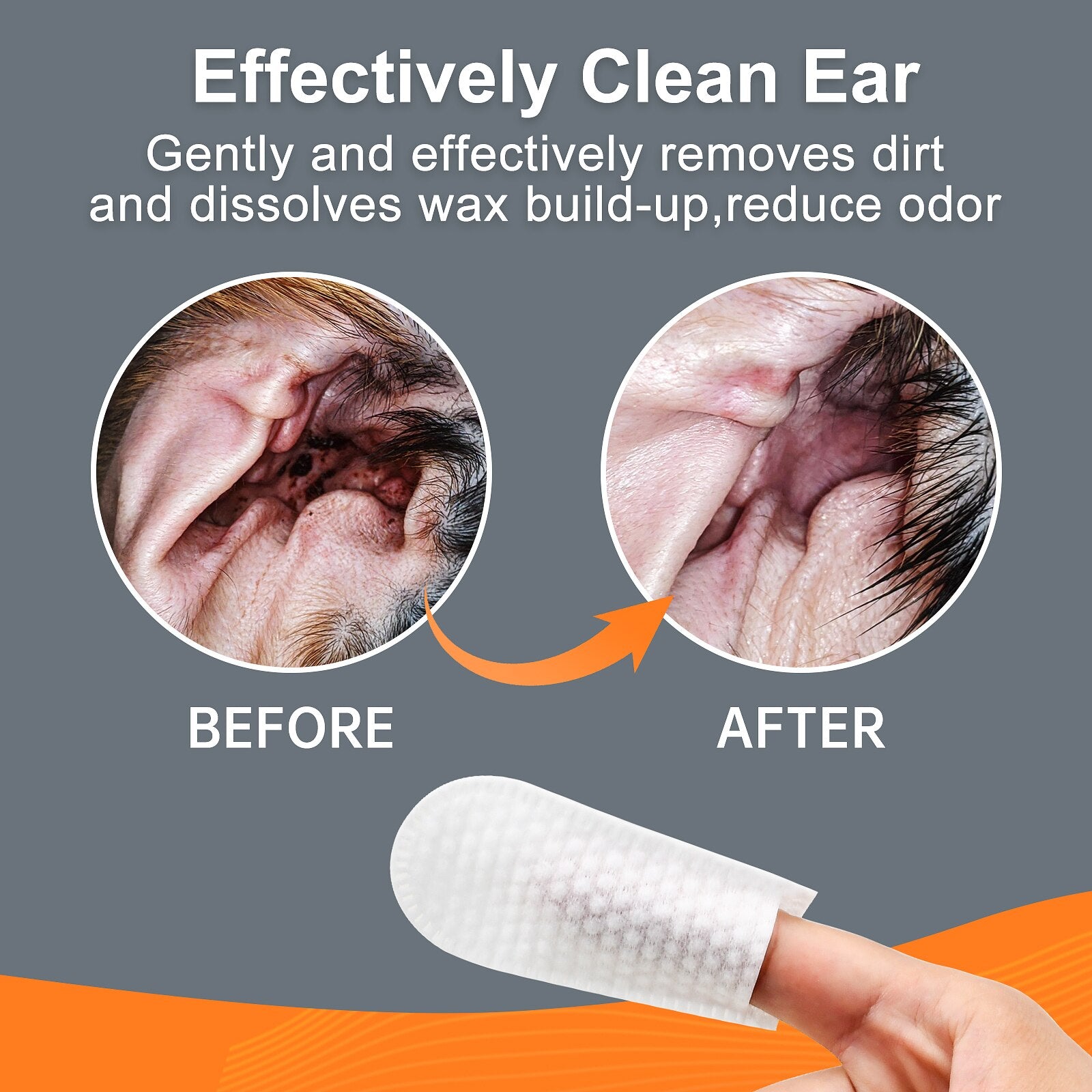 100 Counts Pet Ear Cleaner Finger Wipes For Pet