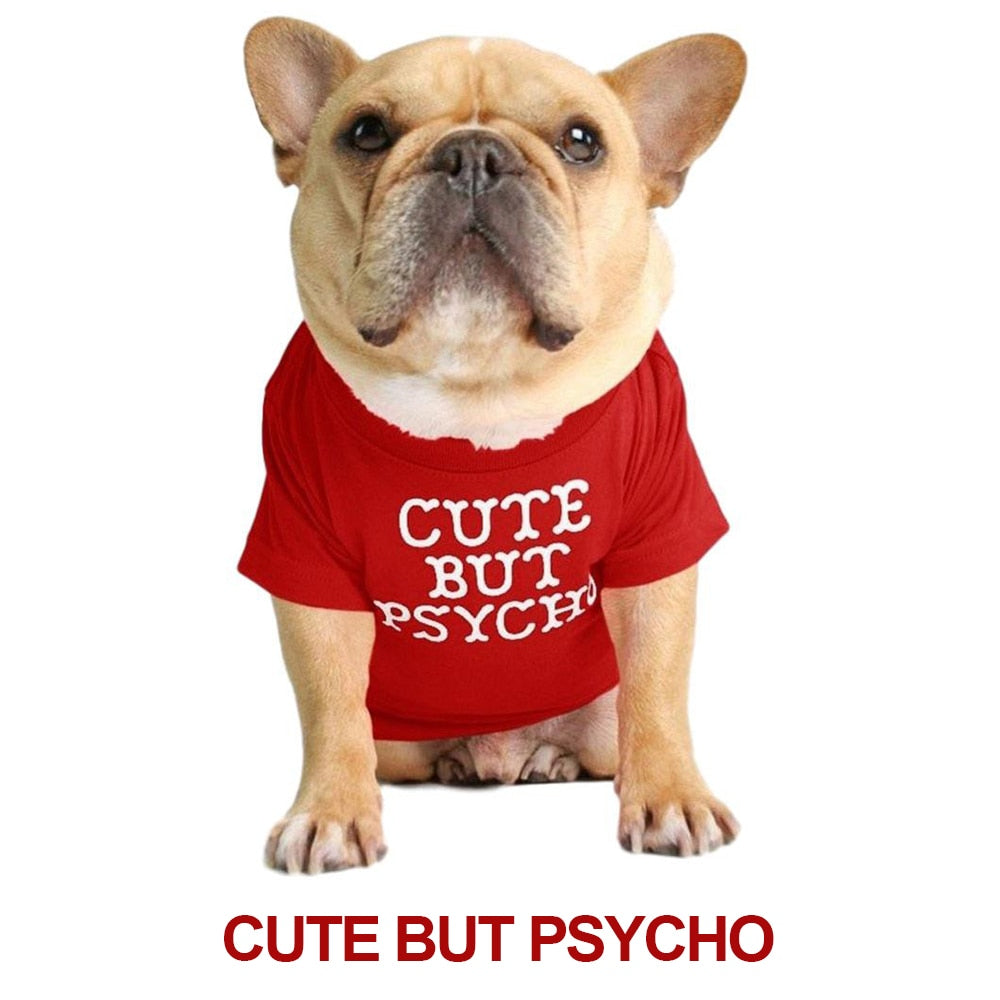 Soft Letters Printed French Bulldog Clothes