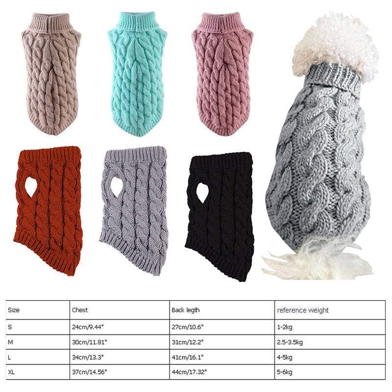 High Collar Solid Color Sweater for Dogs