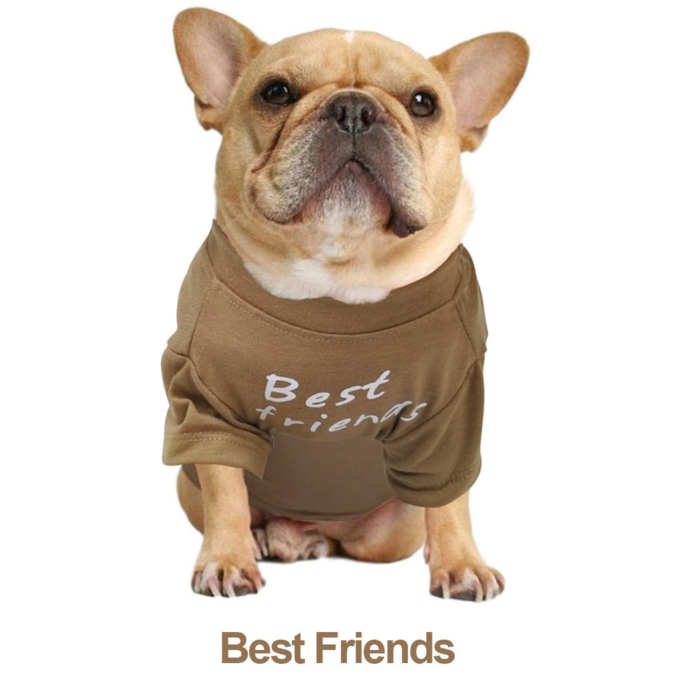Soft Letters Printed French Bulldog Clothes