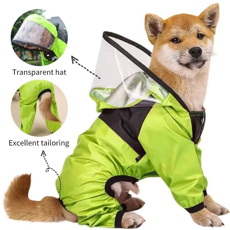 Transparent Hooded Jumpsuit For Dogs & Cats