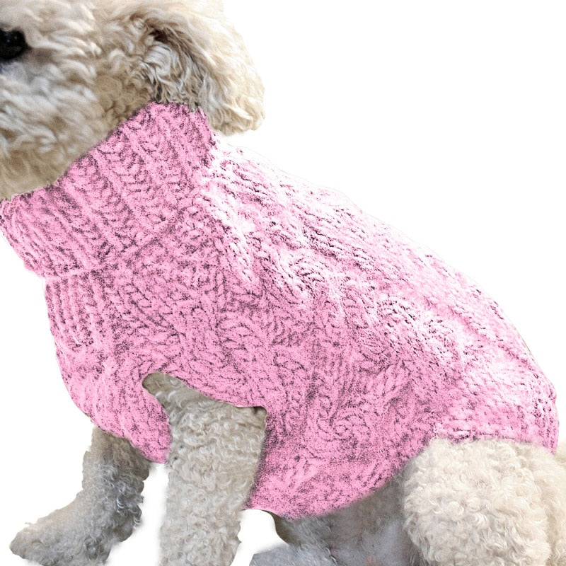 High Collar Solid Color Sweater for Dogs