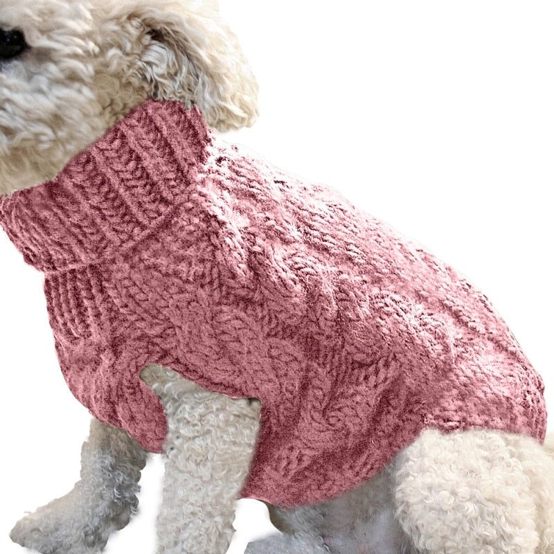 High Collar Solid Color Sweater for Dogs
