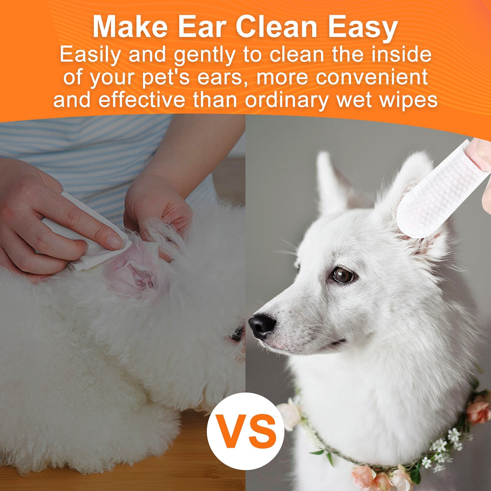 100 Counts Pet Ear Cleaner Finger Wipes For Pet
