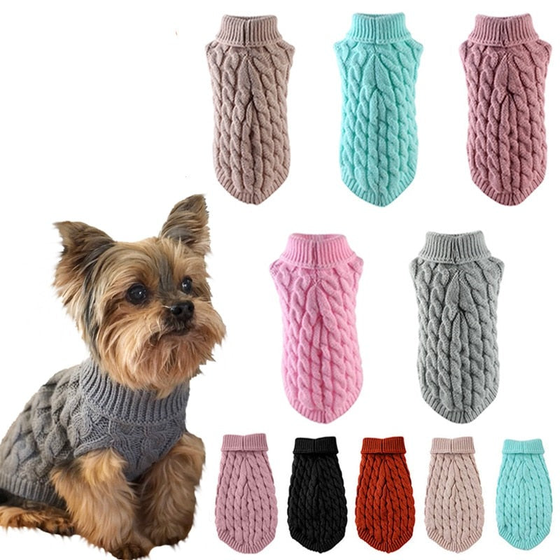 High Collar Solid Color Sweater for Dogs